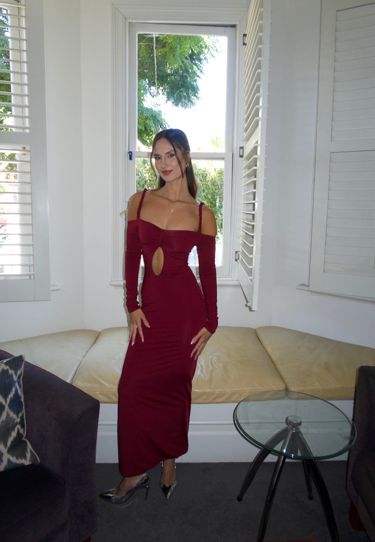 Maygel Coronel Calice Dress Burgundy
