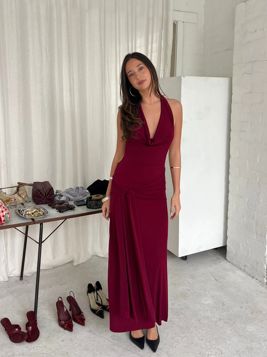 La Marie Nadia Dress Burgundy