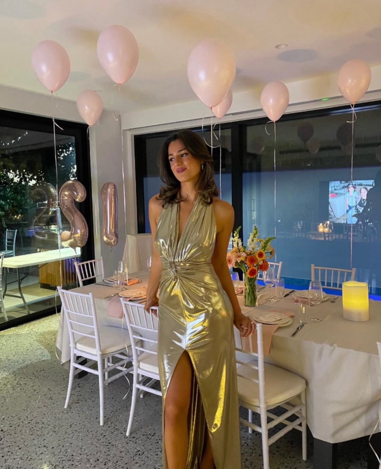 Nissa Backless Gold Dress