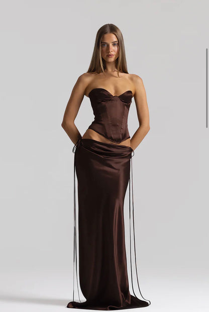 Natalie Rolt Elina Bustier & Evelyn Skirt Brown